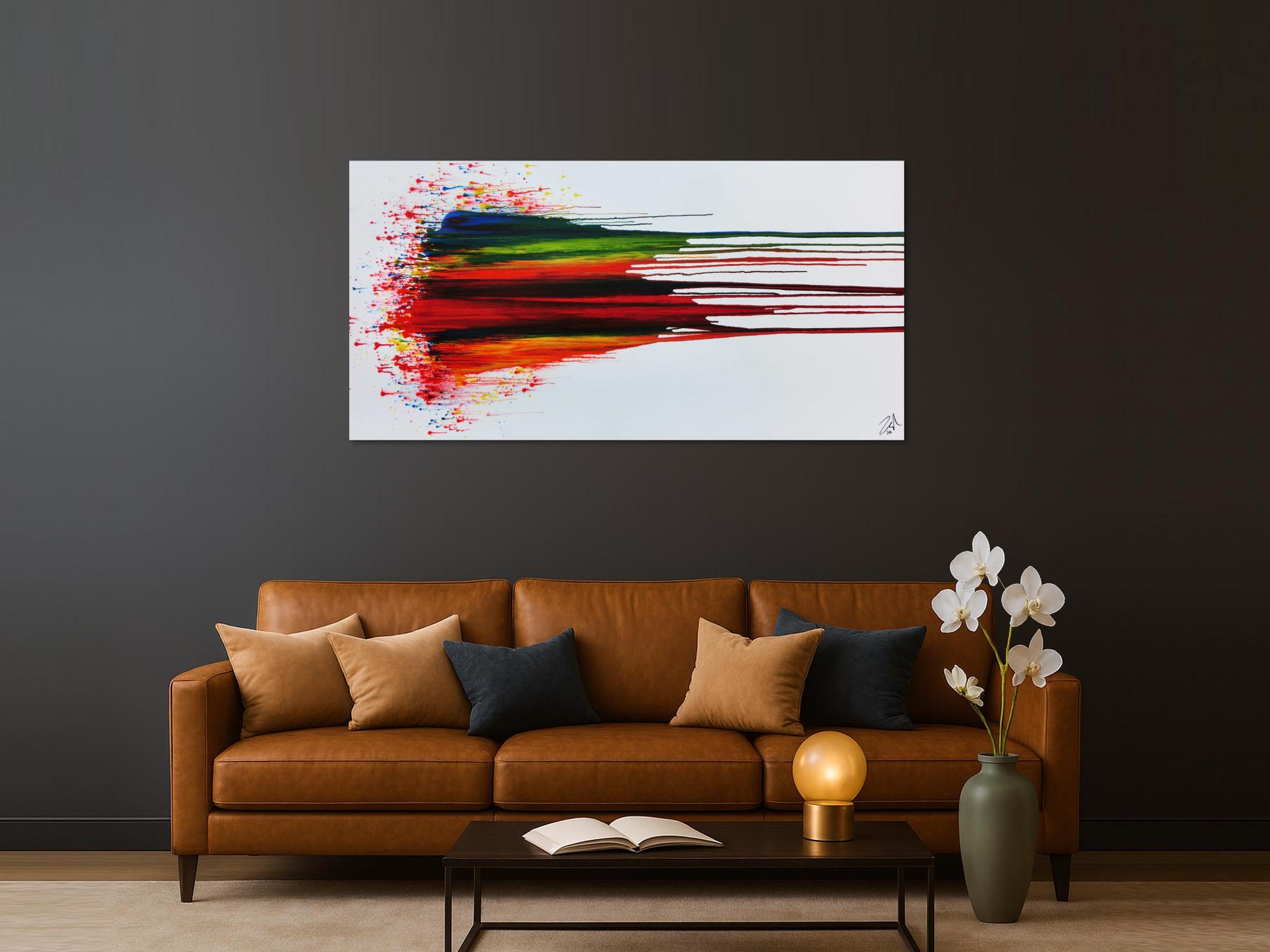 Modernes Acrylbild abstrakt bunt mit weißem Hintergrund