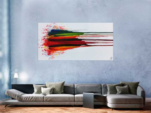 Modernes Acrylbild abstrakt bunt mit weißem Hintergrund