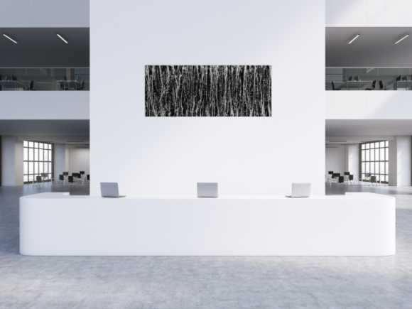 Abstraktes Acrylgemälde modern schwarz weiße Streifen