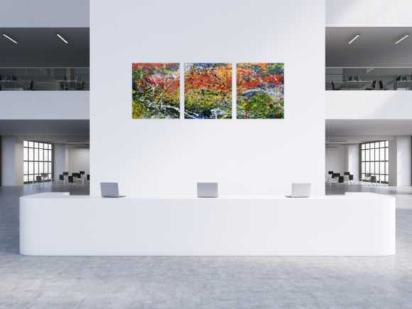Modernes Triptychon abstraktes Gemälde aus drei Teilen