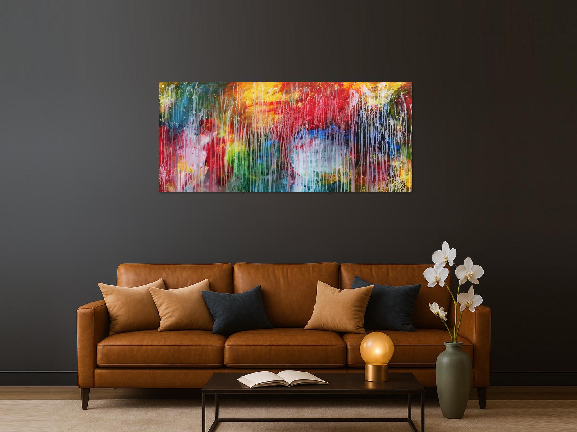 Sehr buntes Acrylgemälde abstrakt modern mit vielen Farben