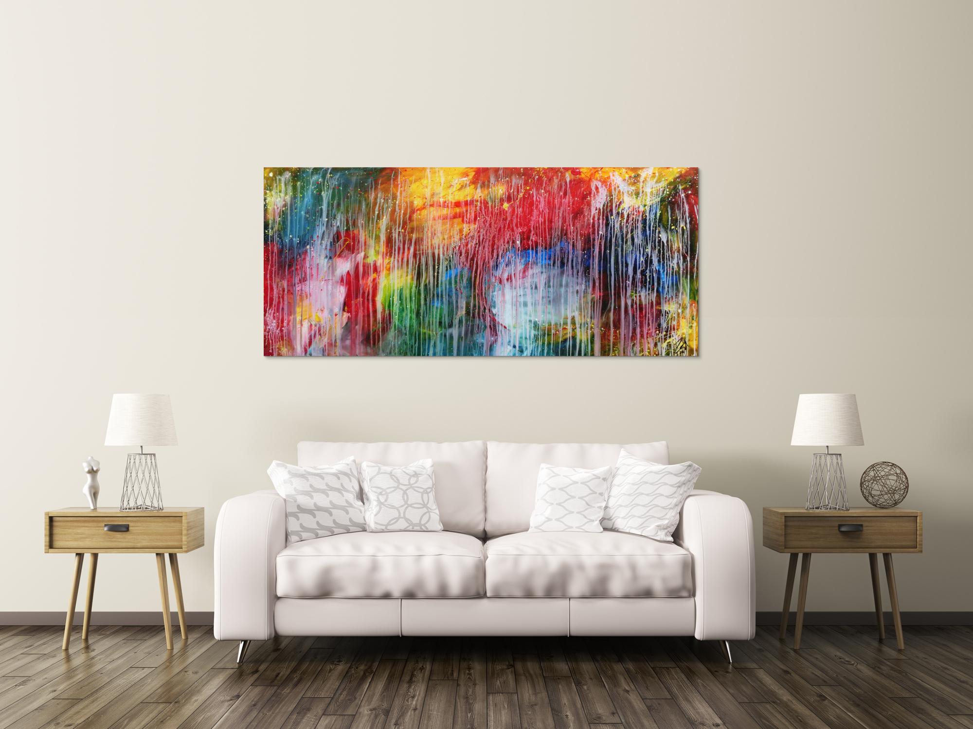 Sehr buntes Acrylgemälde abstrakt modern mit vielen Farben