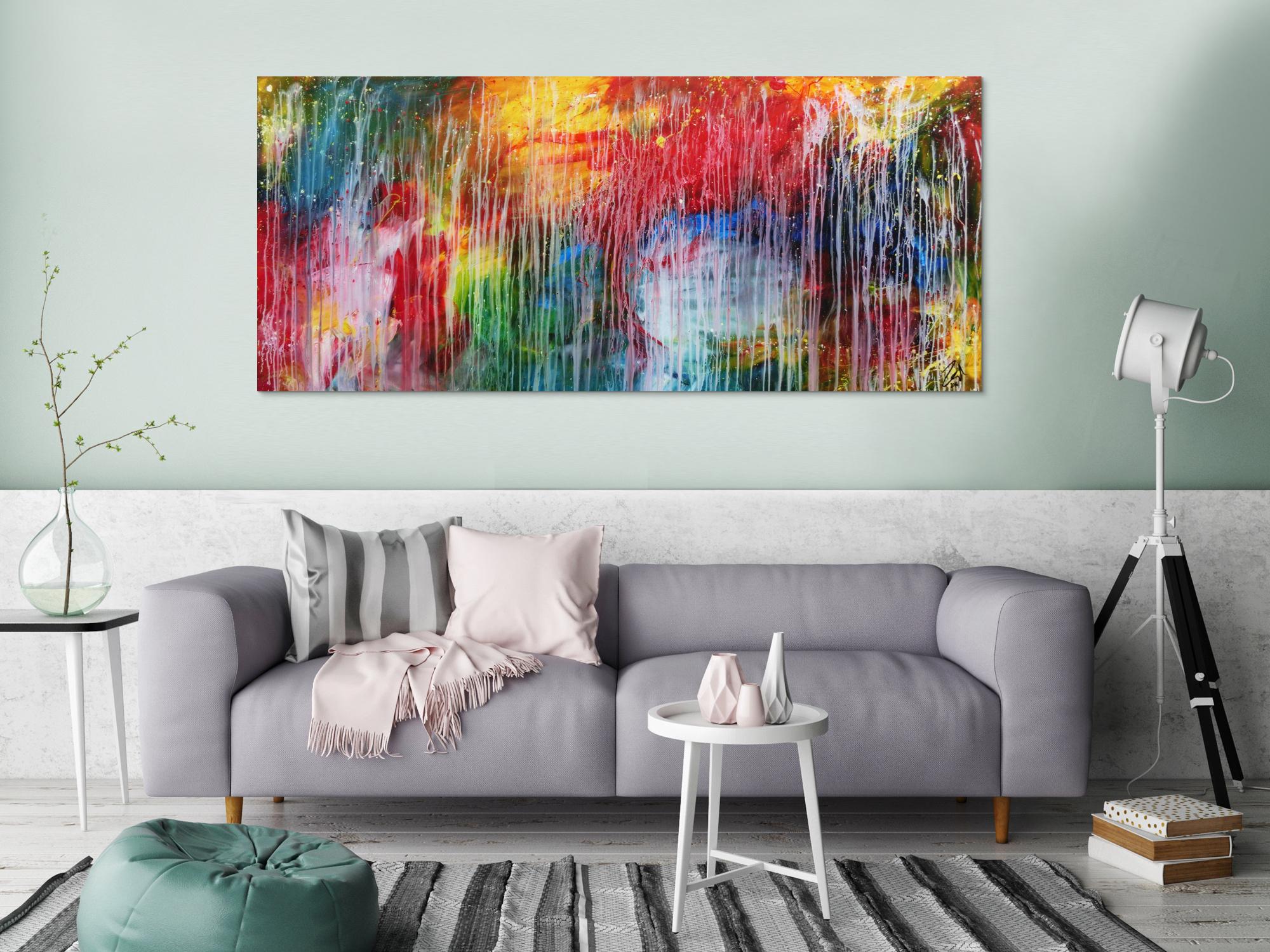 Sehr buntes Acrylgemälde abstrakt modern mit vielen Farben