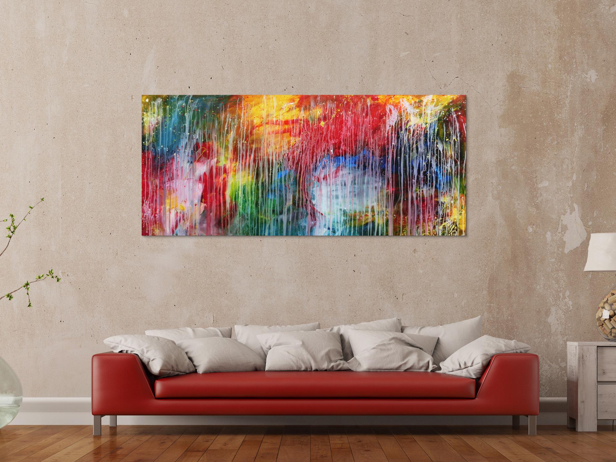 Sehr buntes Acrylgemälde abstrakt modern mit vielen Farben