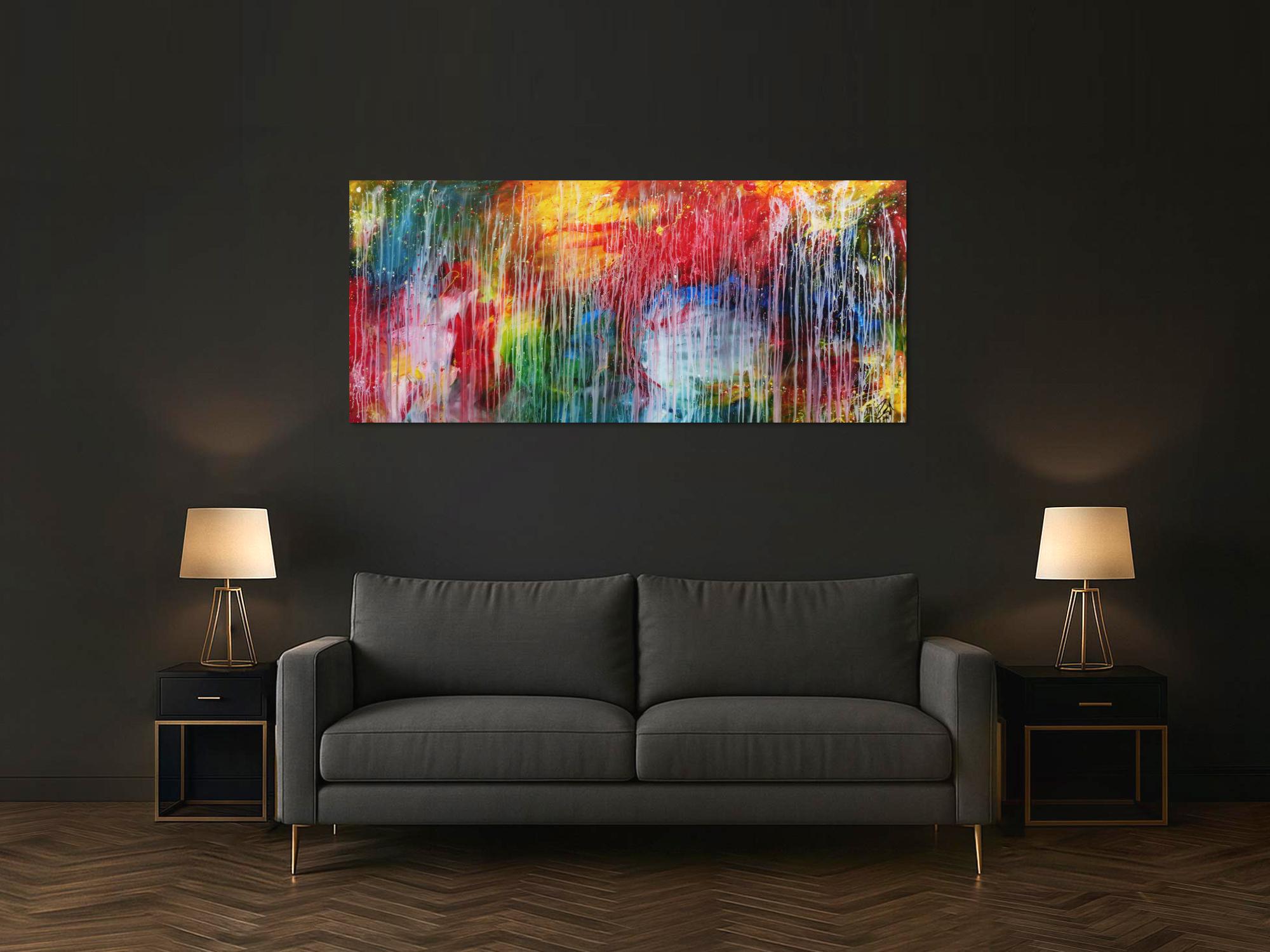 Sehr buntes Acrylgemälde abstrakt modern mit vielen Farben