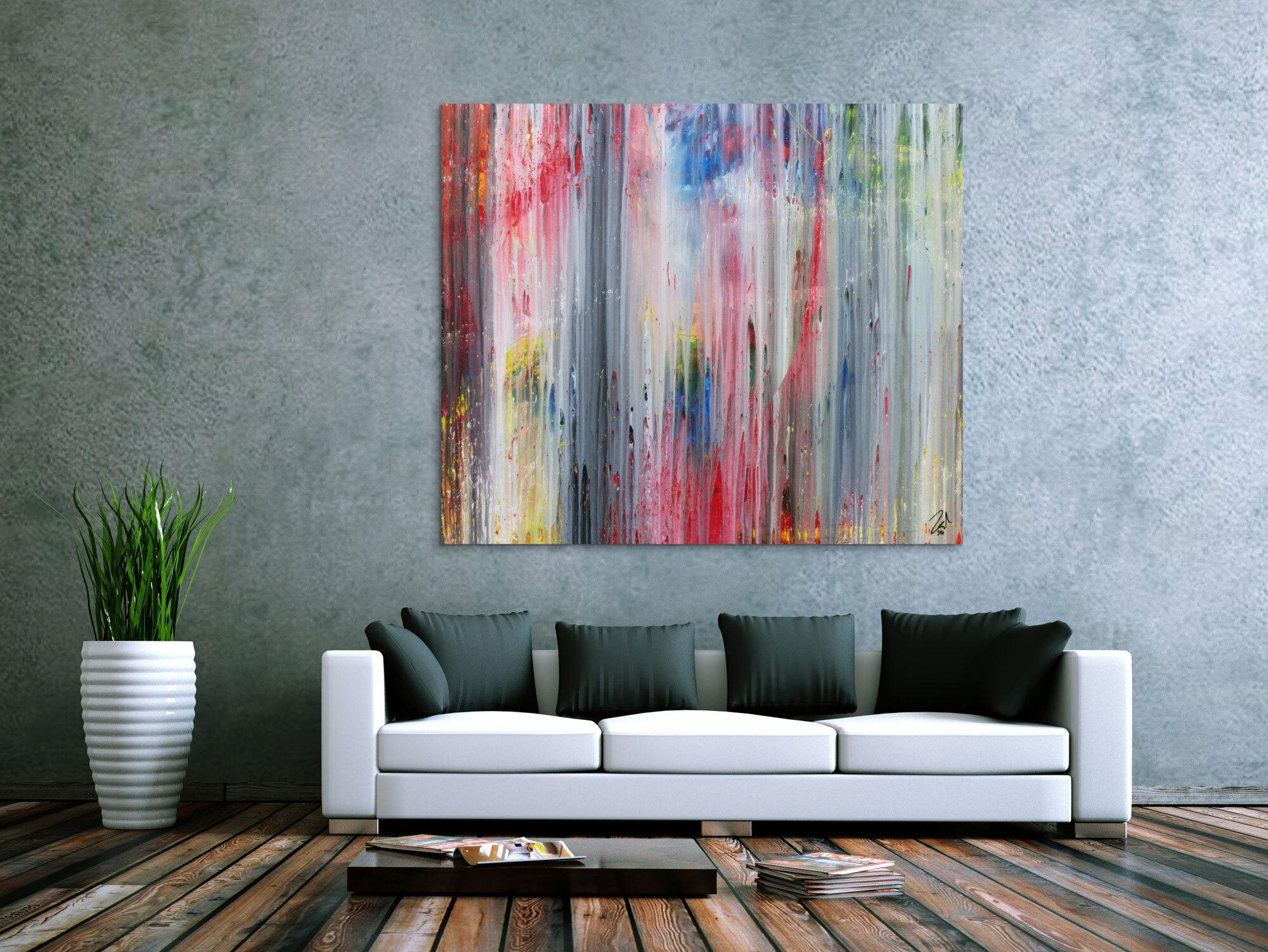Abstraktes Acrylbild modern schlicht helle Farben
