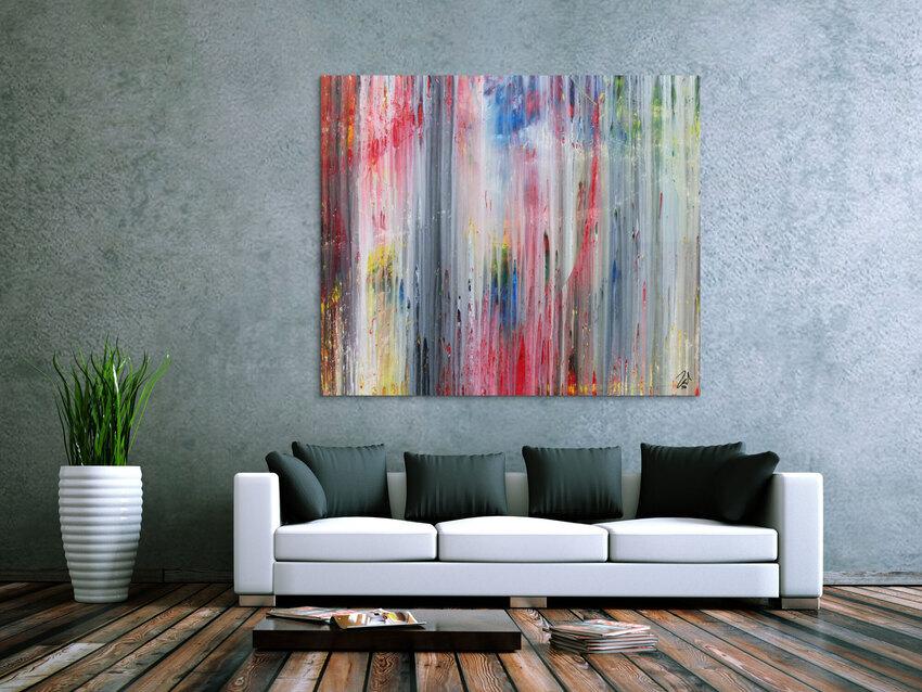Abstraktes Acrylbild modern schlicht helle Farben