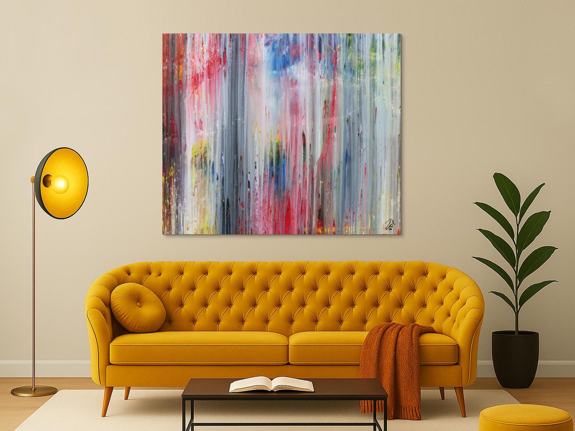 Abstraktes Acrylbild modern schlicht helle Farben