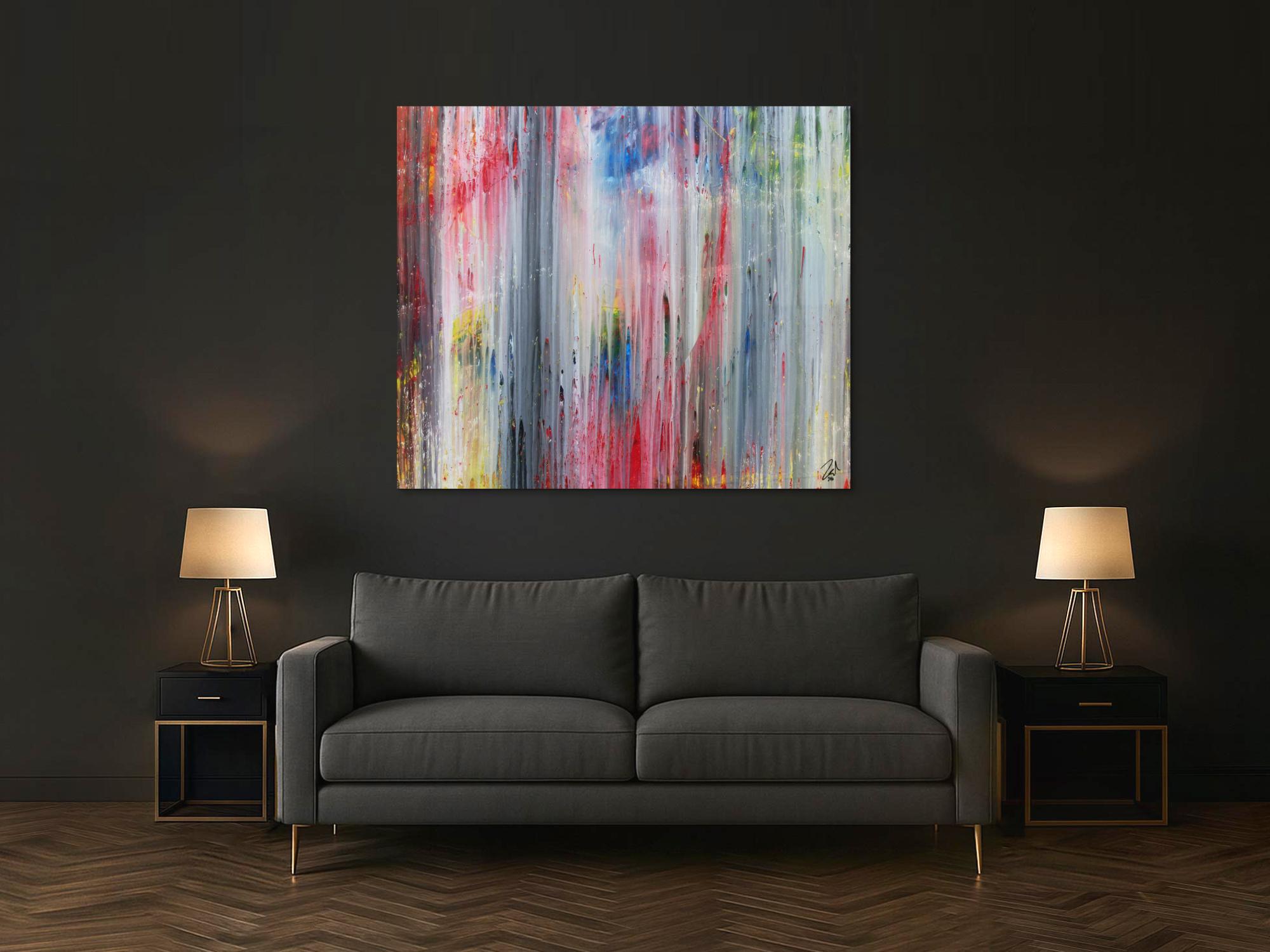 Abstraktes Acrylbild modern schlicht helle Farben