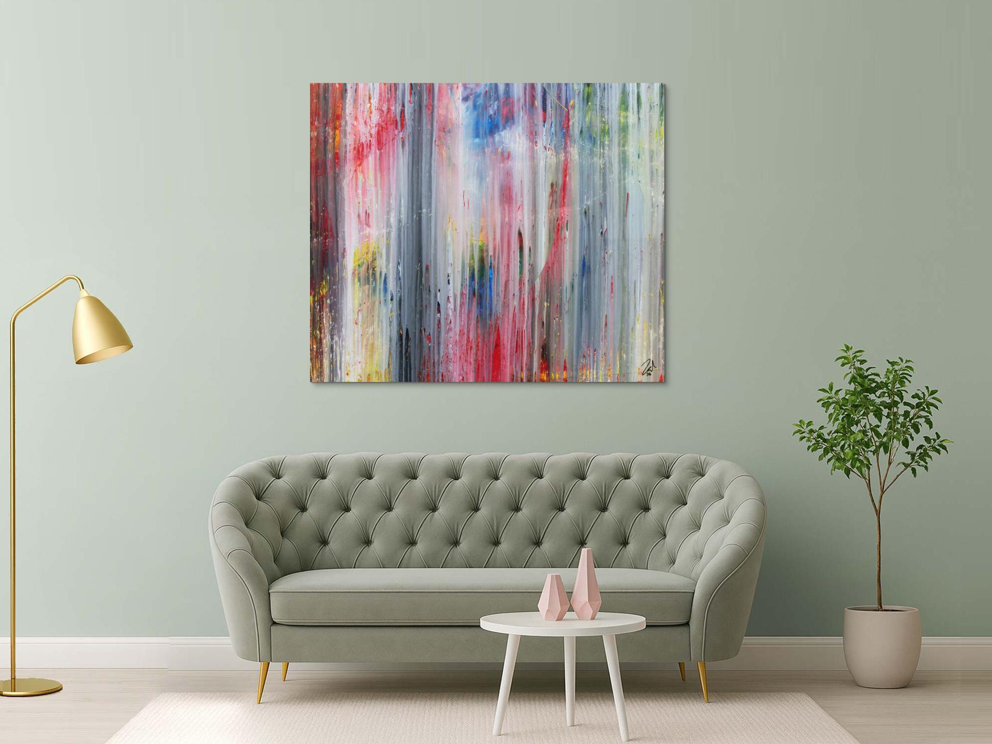 Abstraktes Acrylbild modern schlicht helle Farben