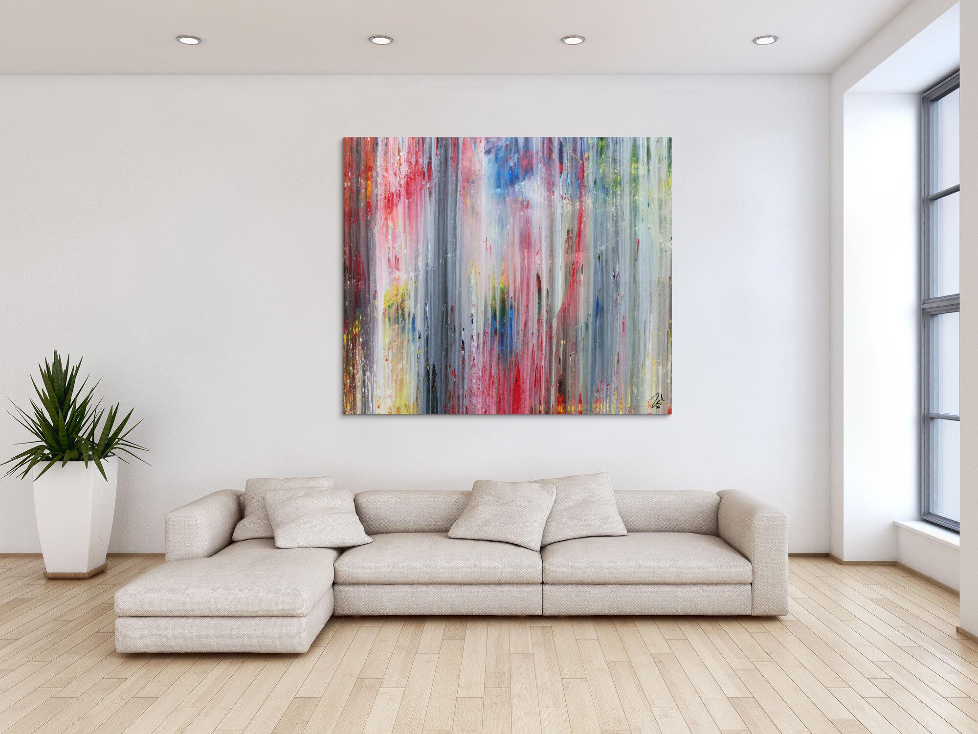 Abstraktes Acrylbild modern schlicht helle Farben