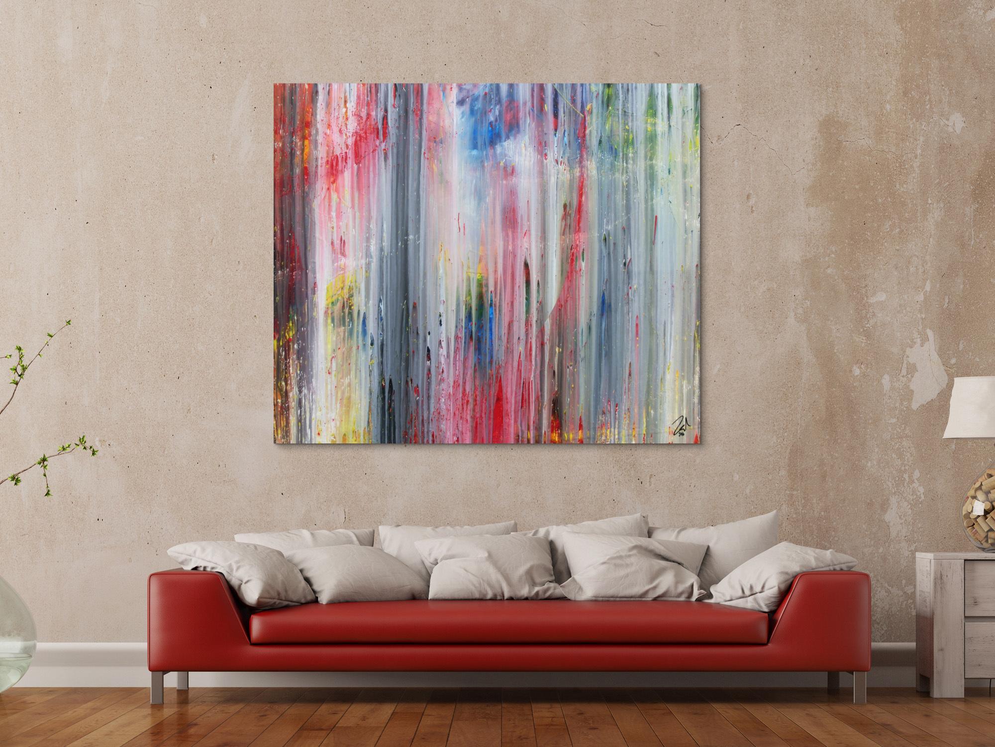 Abstraktes Acrylbild modern schlicht helle Farben