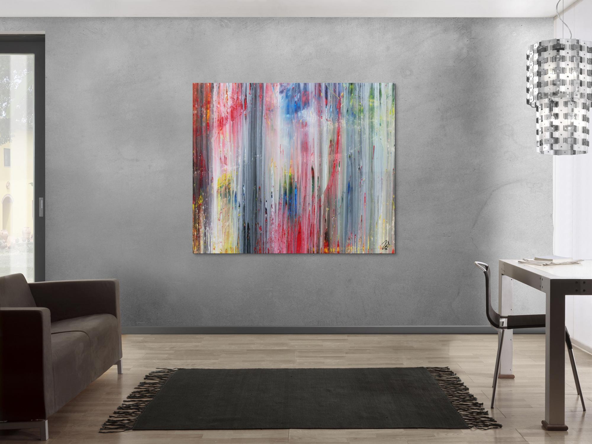 Abstraktes Acrylbild modern schlicht helle Farben