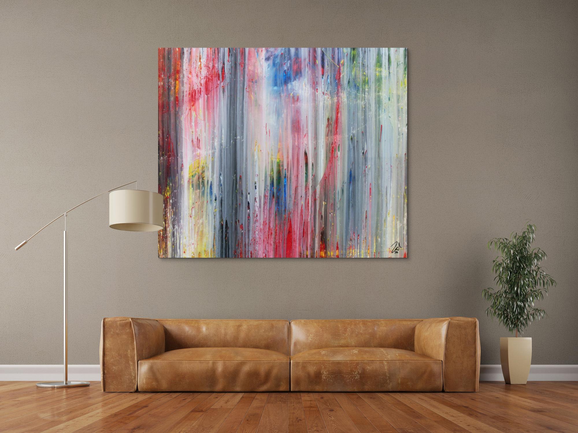 Abstraktes Acrylbild modern schlicht helle Farben