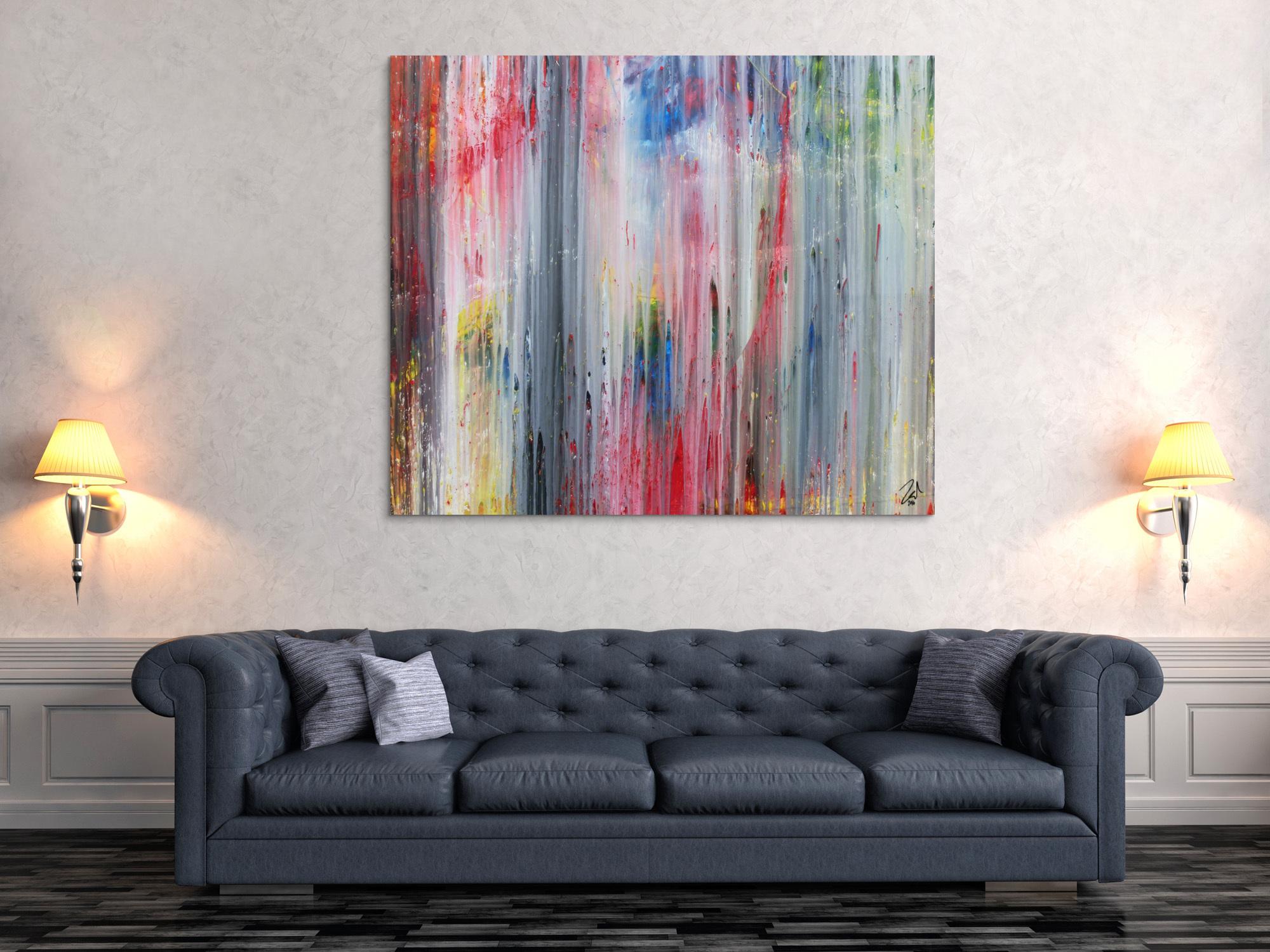 Abstraktes Acrylbild modern schlicht helle Farben