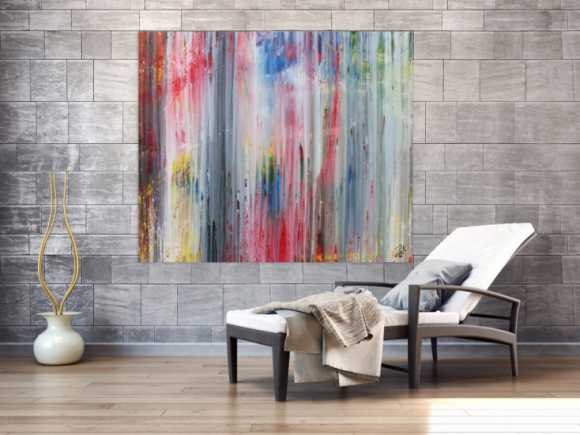 Abstraktes Acrylbild modern schlicht helle Farben