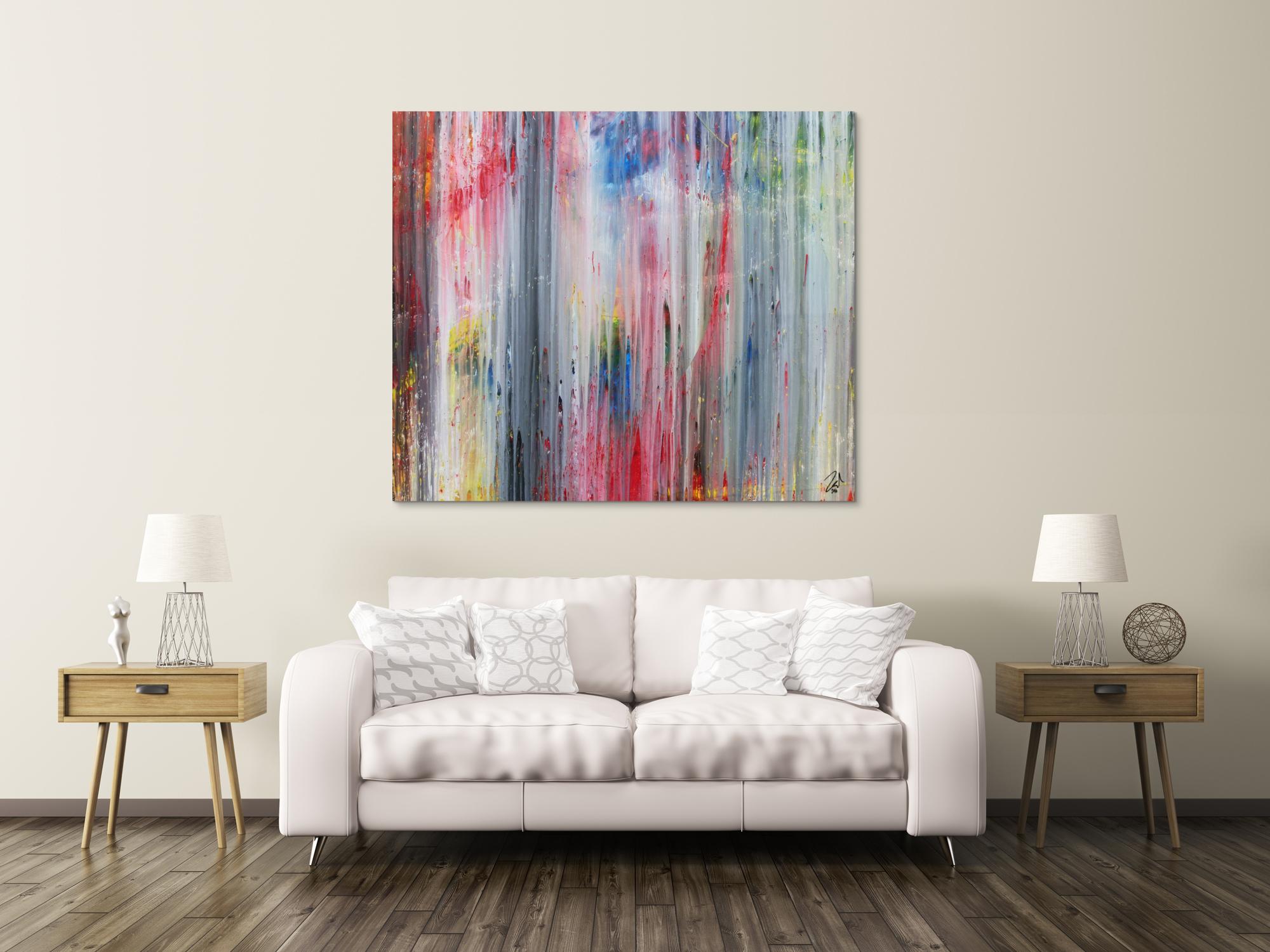 Abstraktes Acrylbild modern schlicht helle Farben