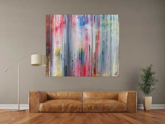 Abstraktes Acrylbild modern schlicht helle Farben