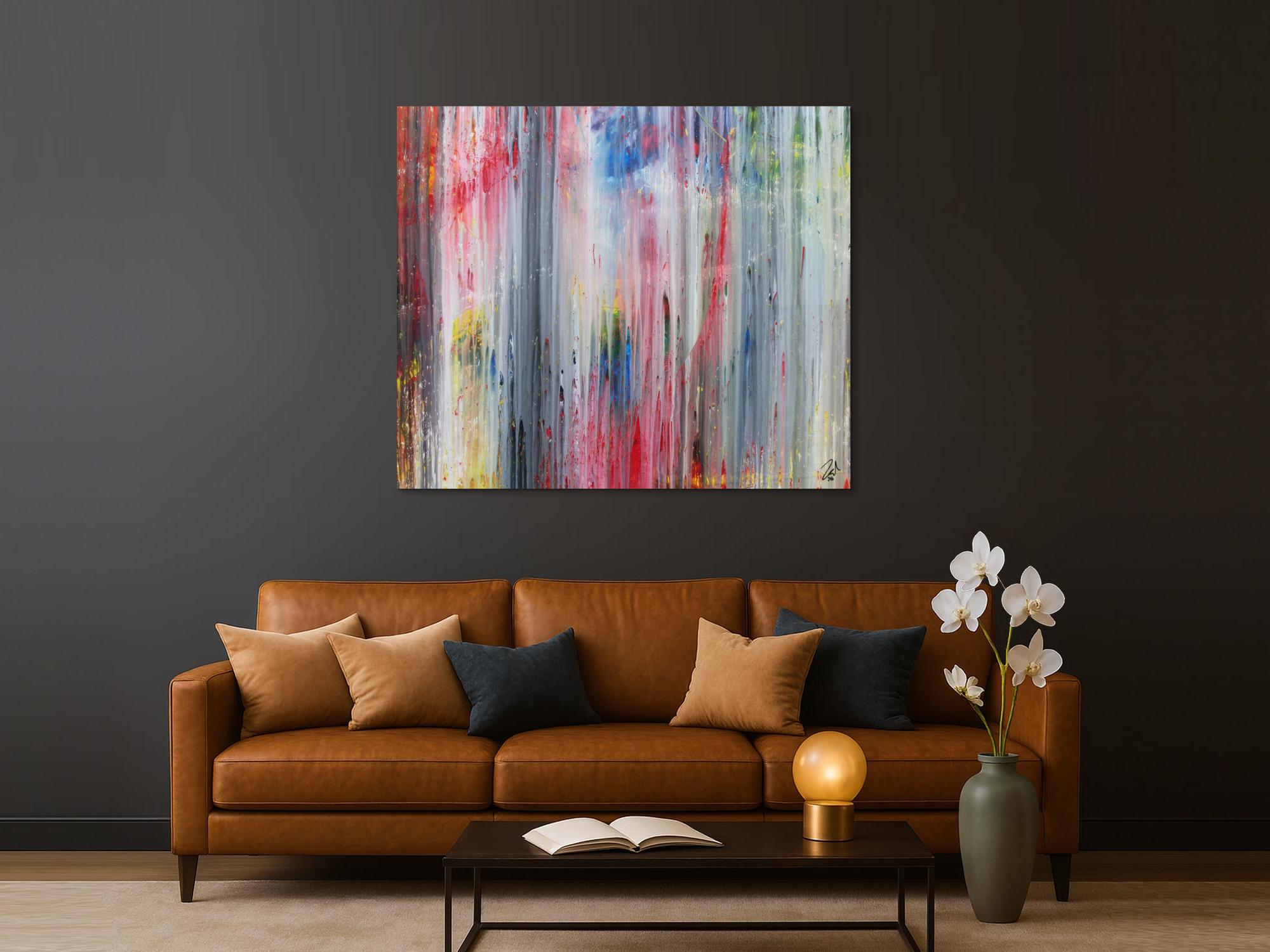 Abstraktes Acrylbild modern schlicht helle Farben