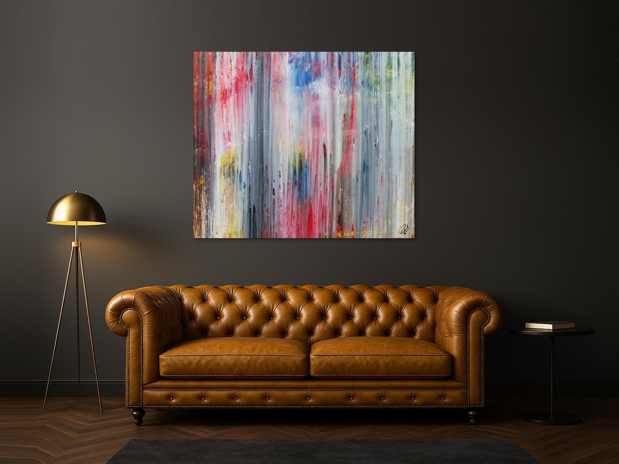 Abstraktes Acrylbild modern schlicht helle Farben