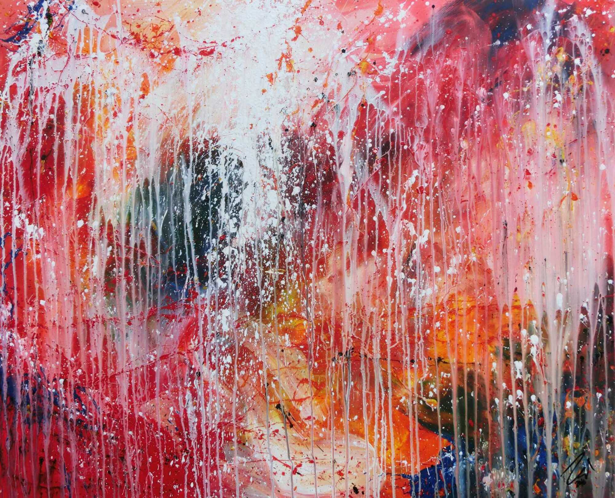 Buntes Acrylbild abstrakt sehr modern viele Farben zeitgenössisch