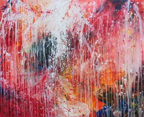 Buntes Acrylbild abstrakt sehr modern viele Farben zeitgenössisch