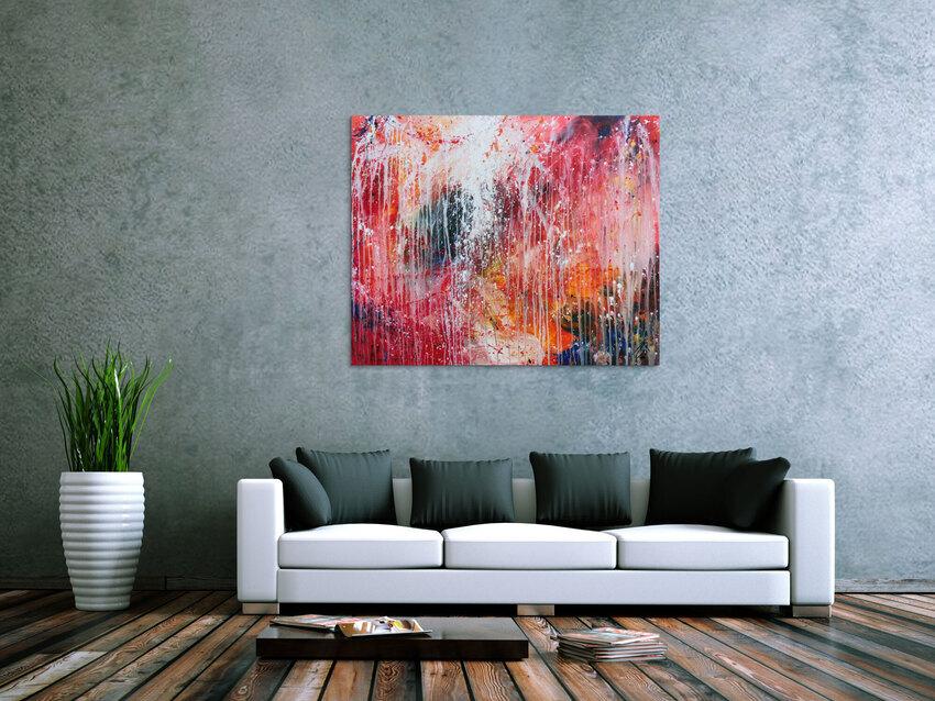 Buntes Acrylbild abstrakt sehr modern viele Farben zeitgenössisch