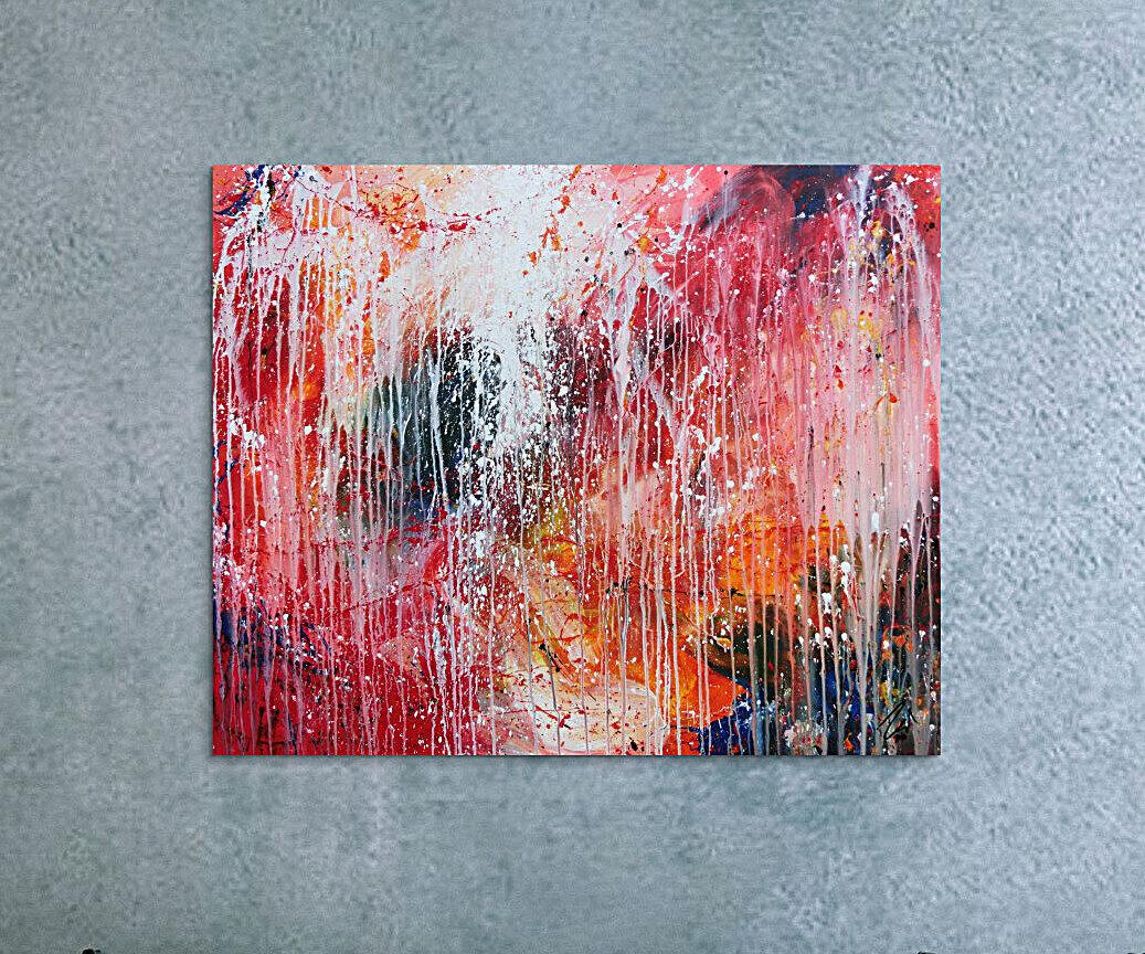 Abstraktes Kunstwerk in Rot und Orange