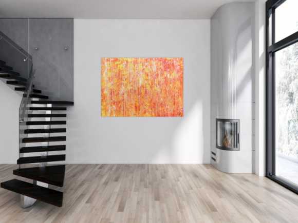 Abstraktes Acrylgemälde mit hellen orange Farben