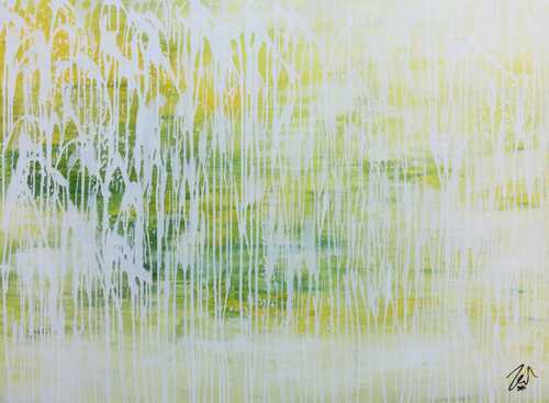 Helles Acrylgemälde abstrakt in modernem grün