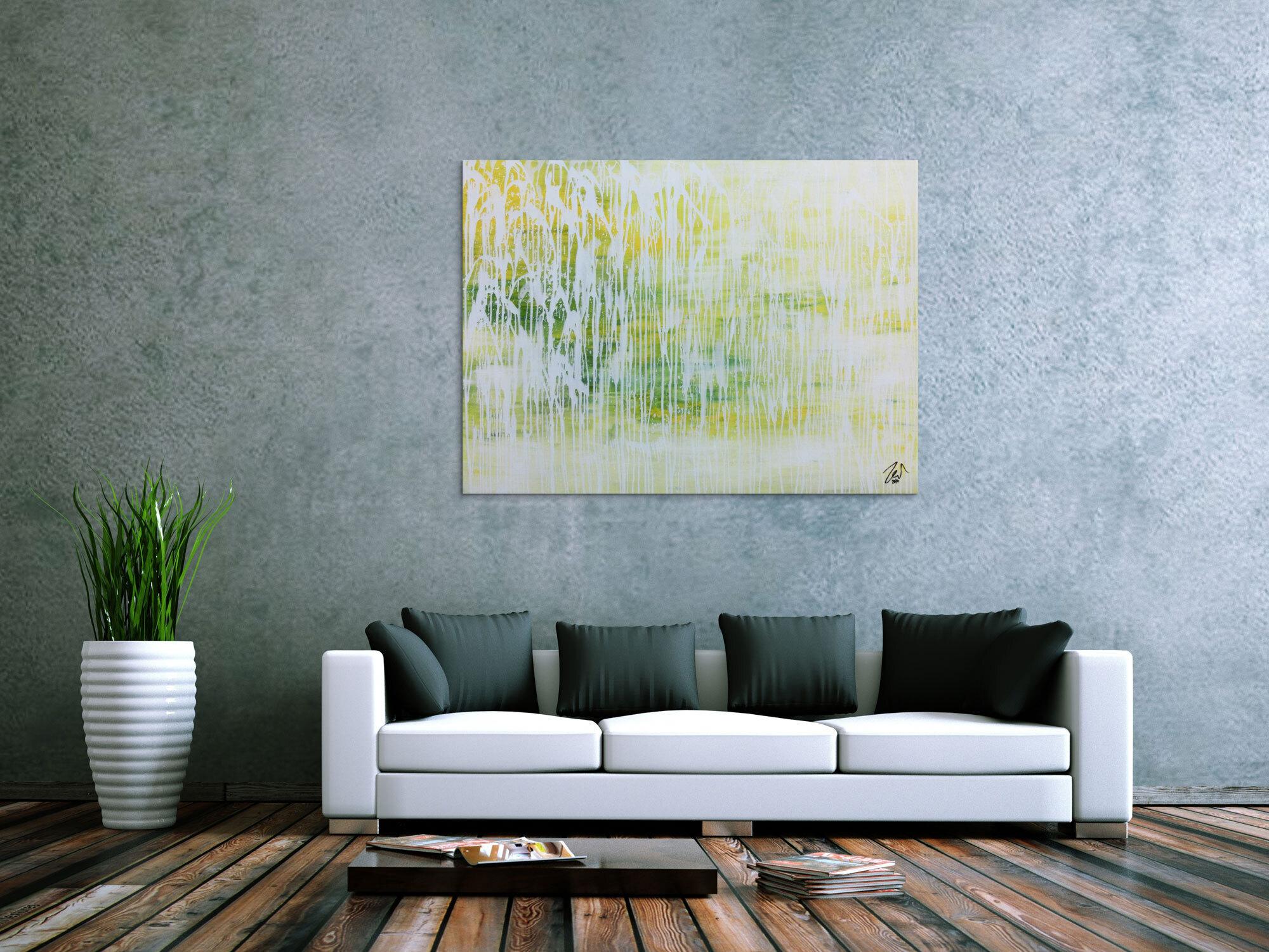 Helles Acrylgemälde abstrakt in modernem grün