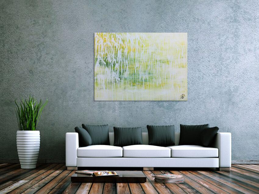 Helles Acrylgemälde abstrakt in modernem grün