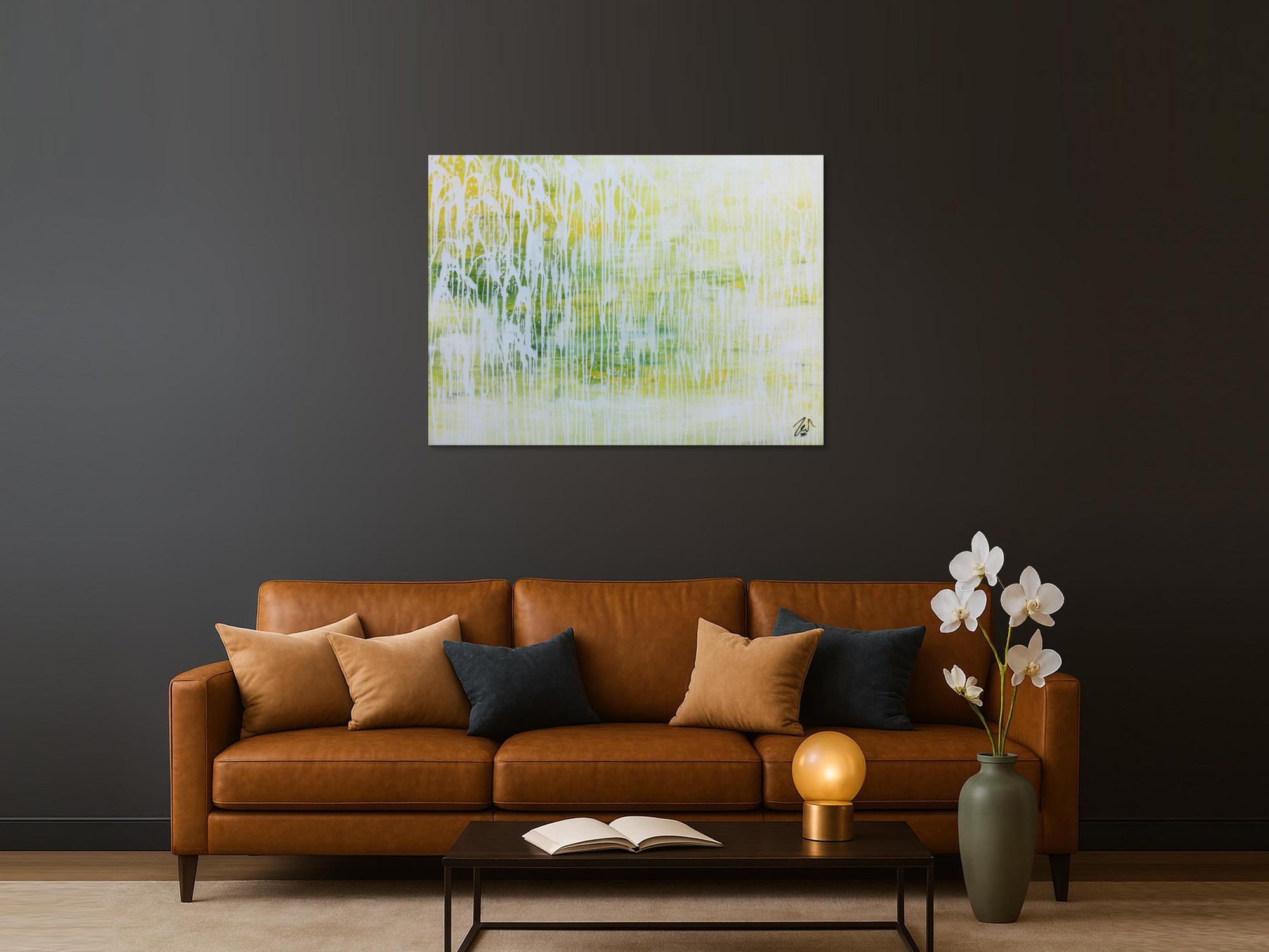 Helles Acrylgemälde abstrakt in modernem grün