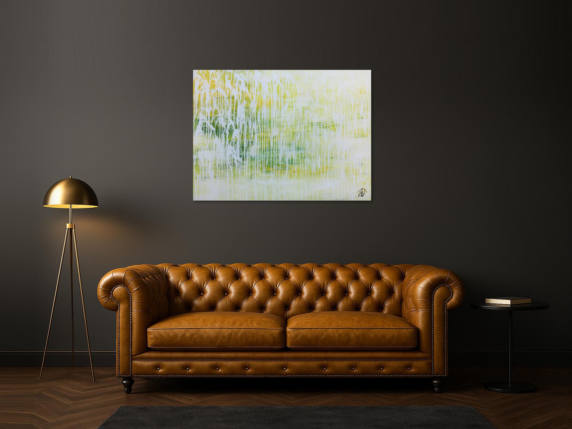 Helles Acrylgemälde abstrakt in modernem grün