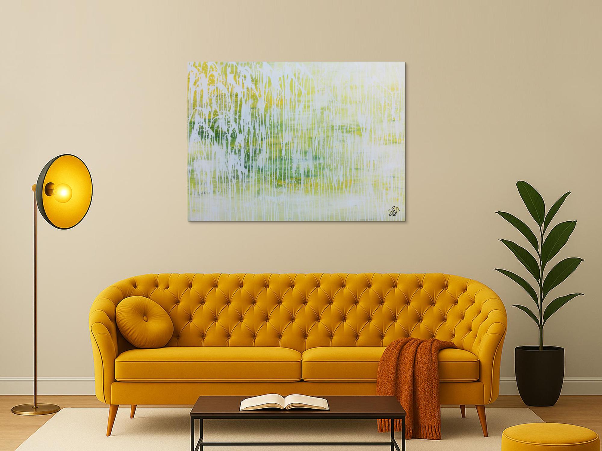 Helles Acrylgemälde abstrakt in modernem grün