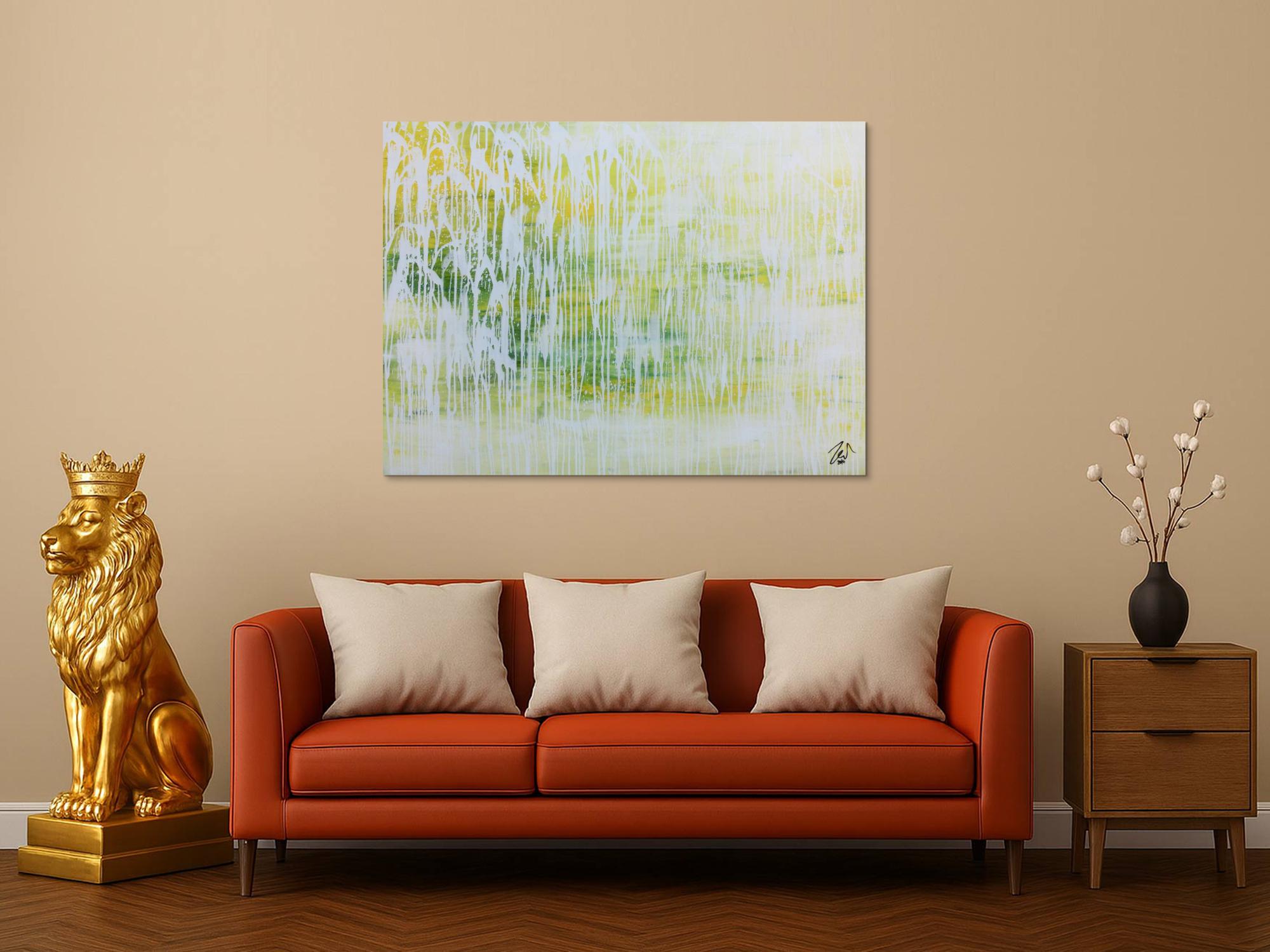 Helles Acrylgemälde abstrakt in modernem grün