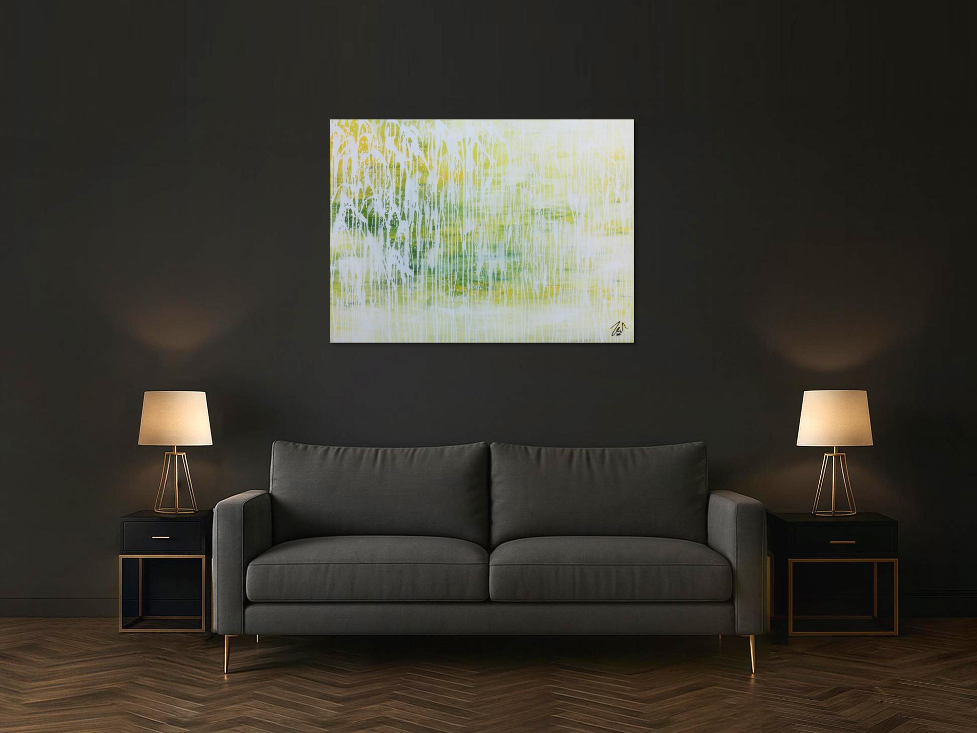 Helles Acrylgemälde abstrakt in modernem grün