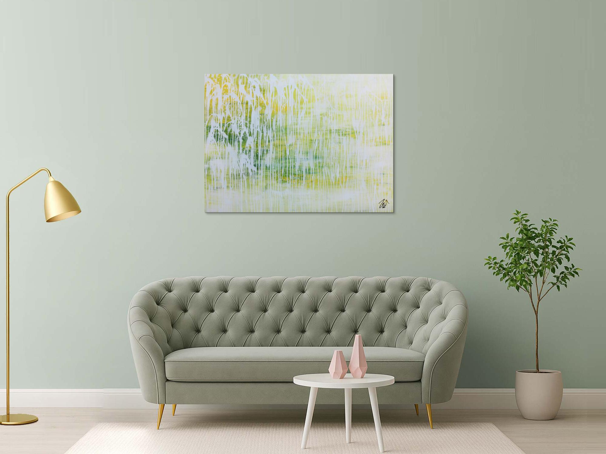 Helles Acrylgemälde abstrakt in modernem grün