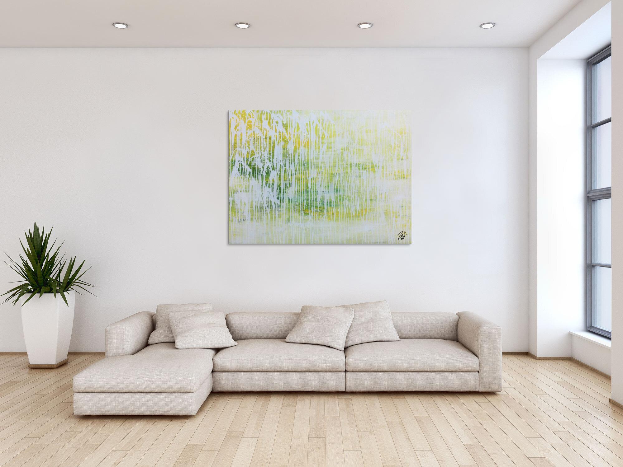 Helles Acrylgemälde abstrakt in modernem grün