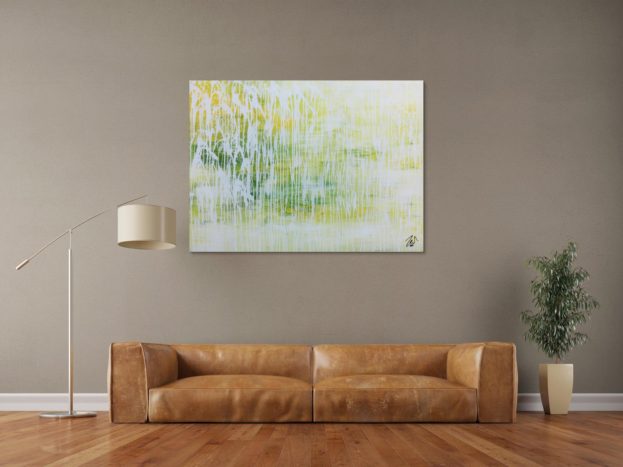 Helles Acrylgemälde abstrakt in modernem grün