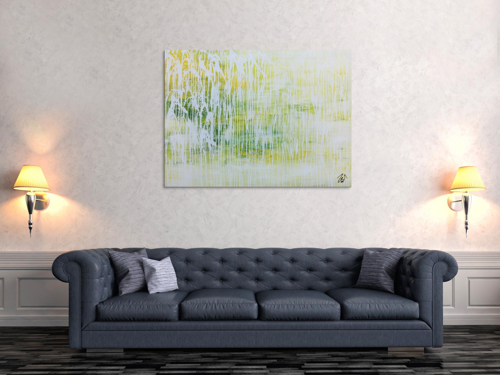 Helles Acrylgemälde abstrakt in modernem grün