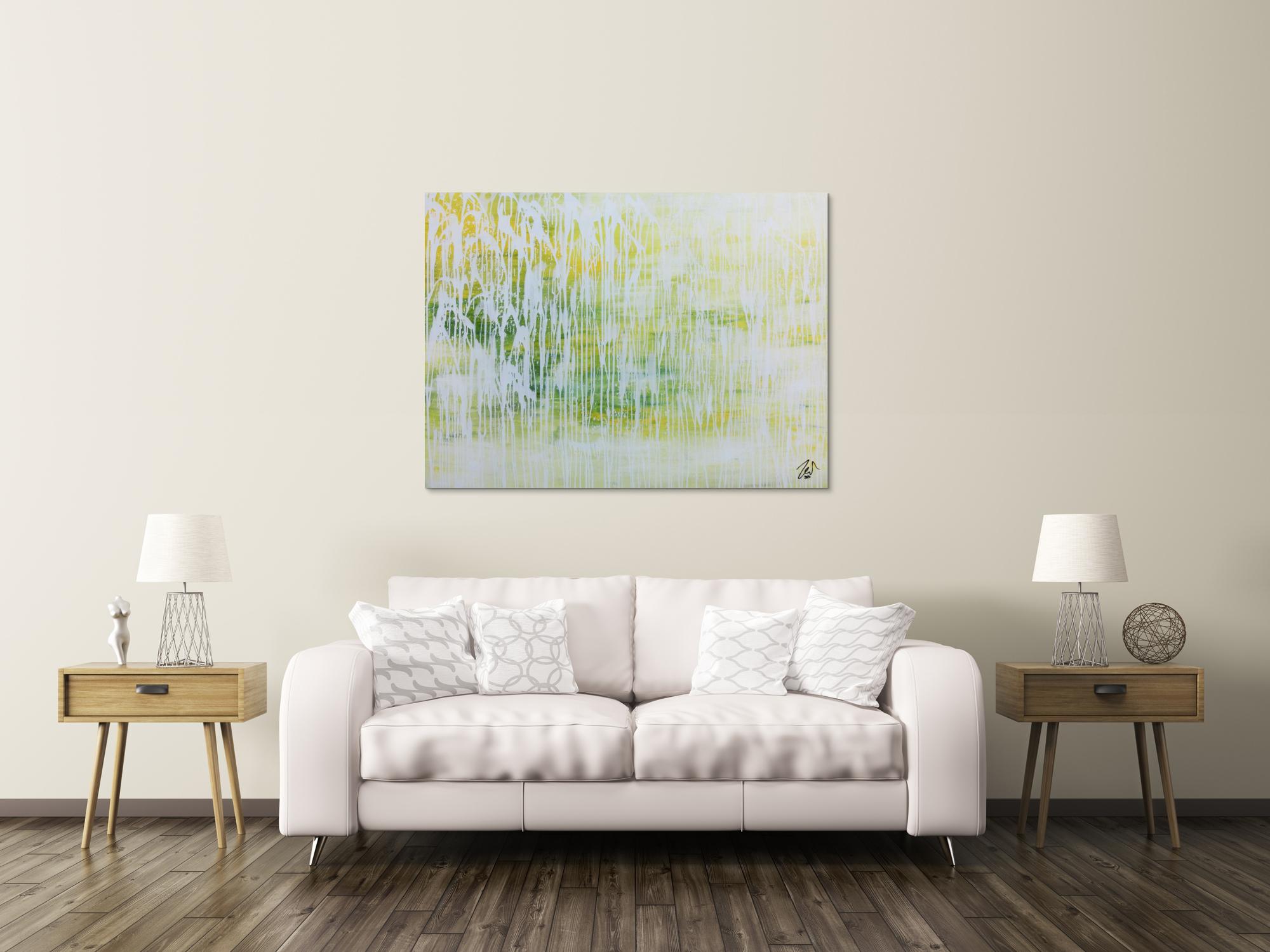 Helles Acrylgemälde abstrakt in modernem grün