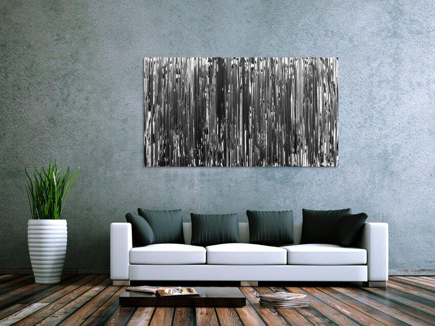 Modernes Acrylgemälde schlicht abstrakt in schwarz weiß