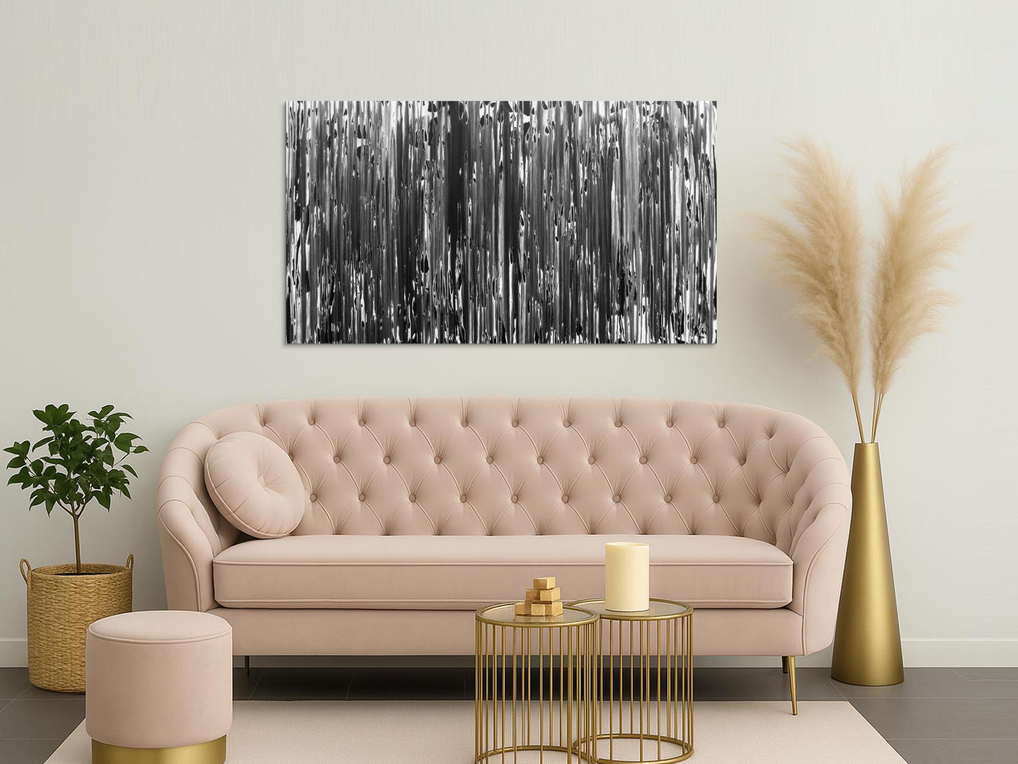 Modernes Acrylgemälde schlicht abstrakt in schwarz weiß