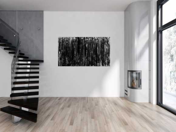 Modernes Acrylgemälde schlicht abstrakt in schwarz weiß