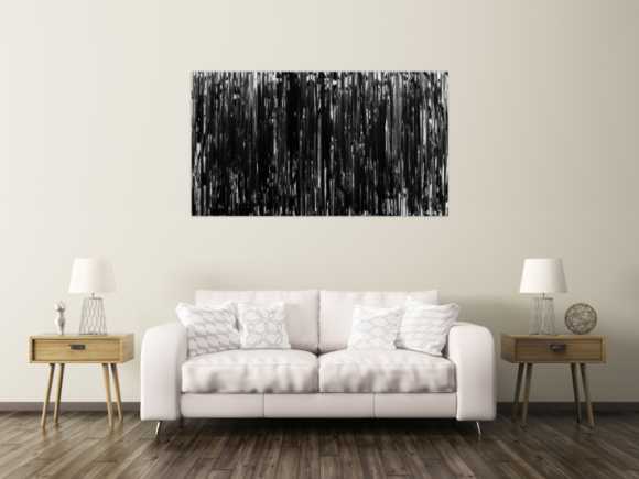 Modernes Acrylgemälde schlicht abstrakt in schwarz weiß