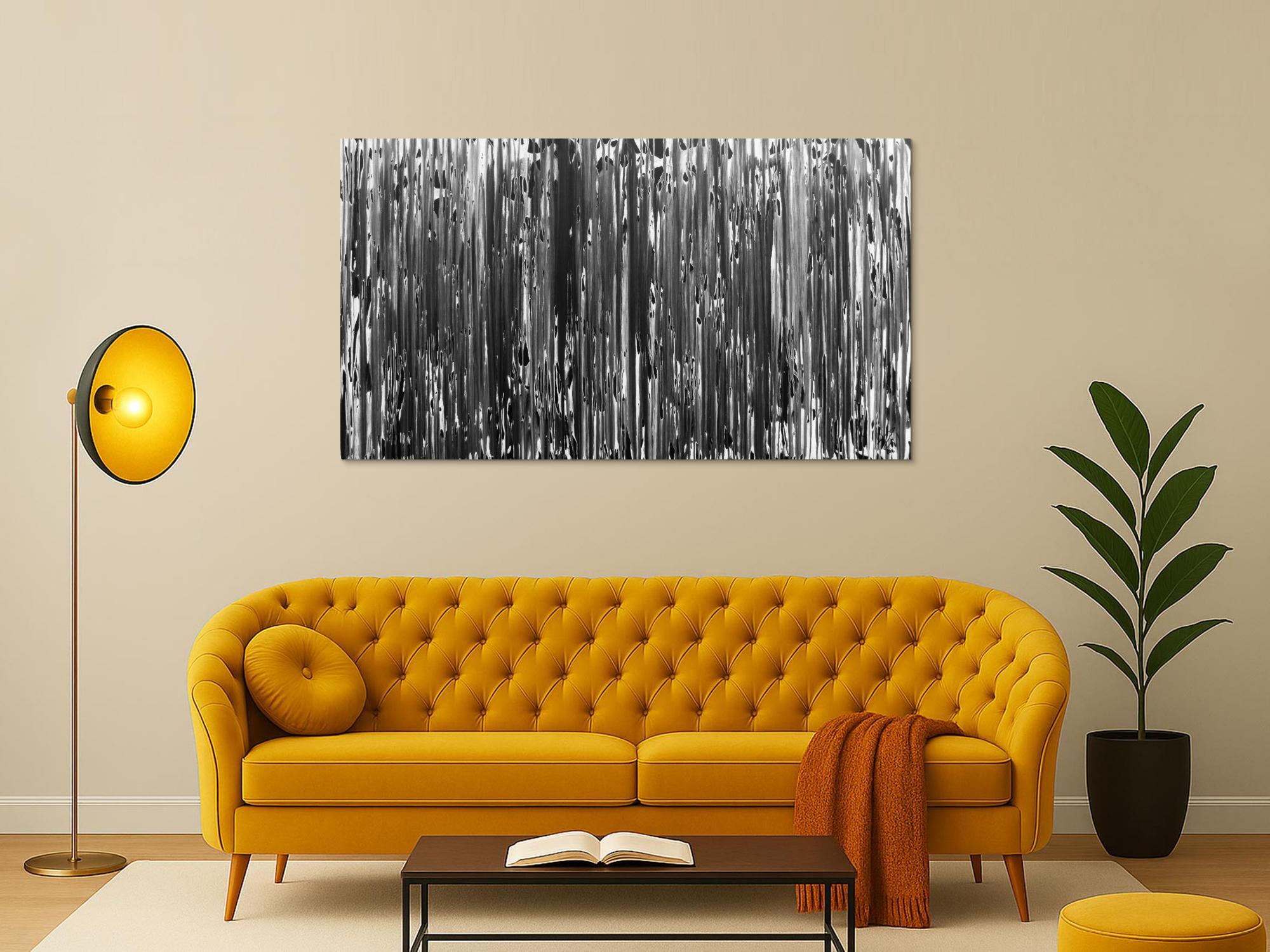 Modernes Acrylgemälde schlicht abstrakt in schwarz weiß