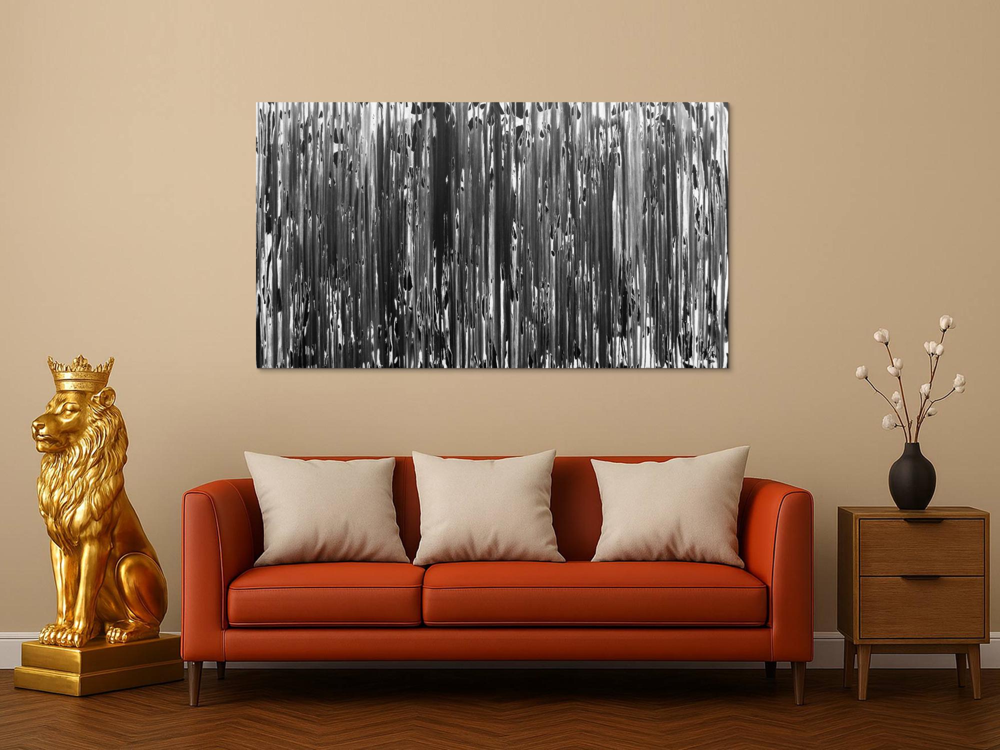 Modernes Acrylgemälde schlicht abstrakt in schwarz weiß