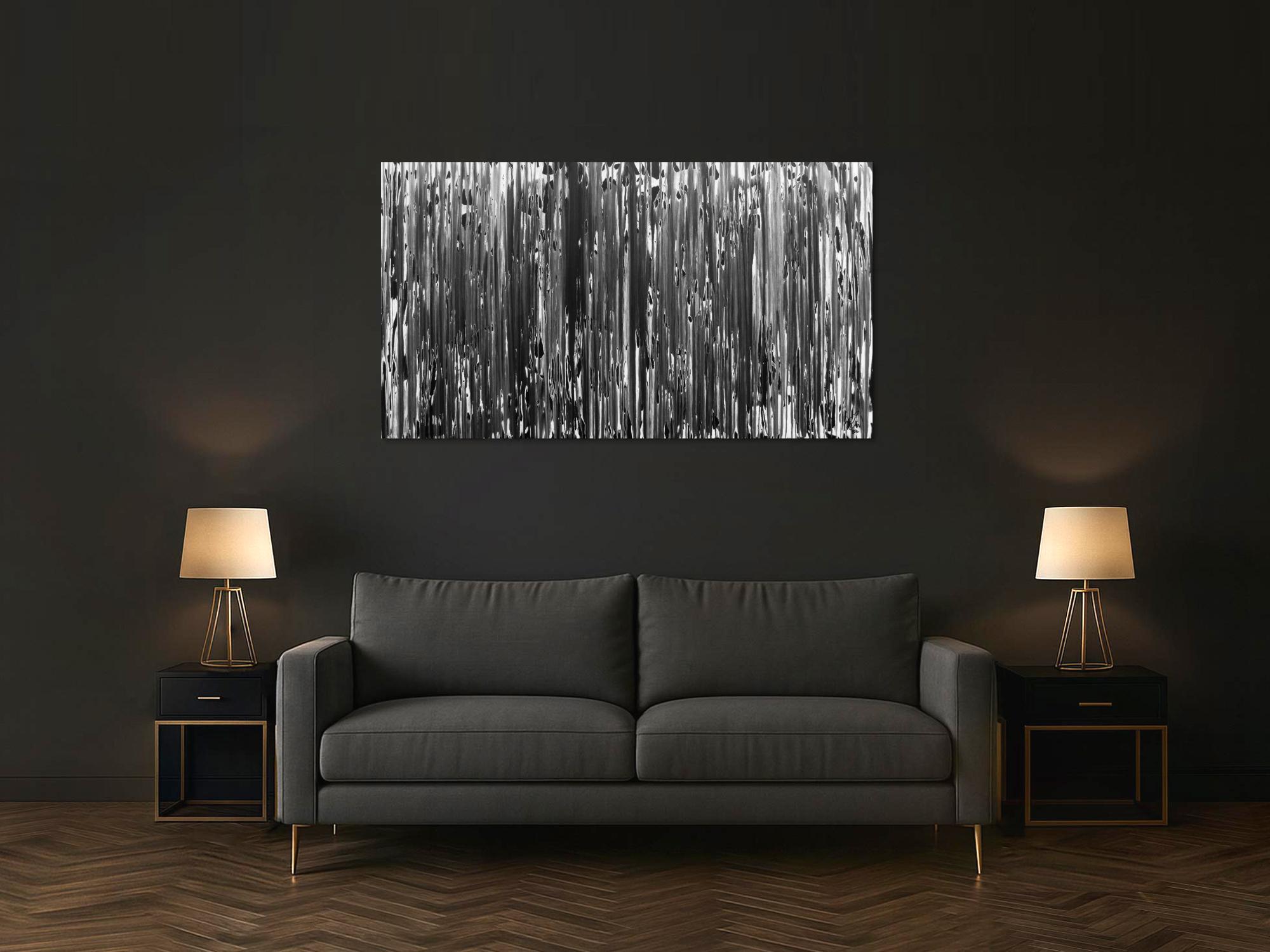 Modernes Acrylgemälde schlicht abstrakt in schwarz weiß