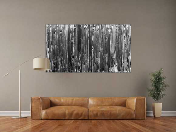 Modernes Acrylgemälde schlicht abstrakt in schwarz weiß